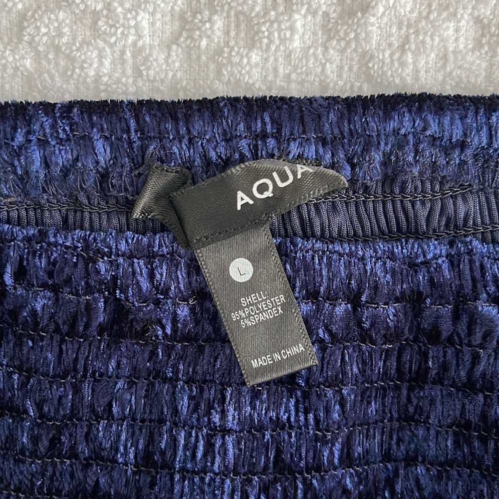 Aqua Velvet Smocked Ruffled Flounce Mini Skirt Navy Size L - Picture 6 of 10